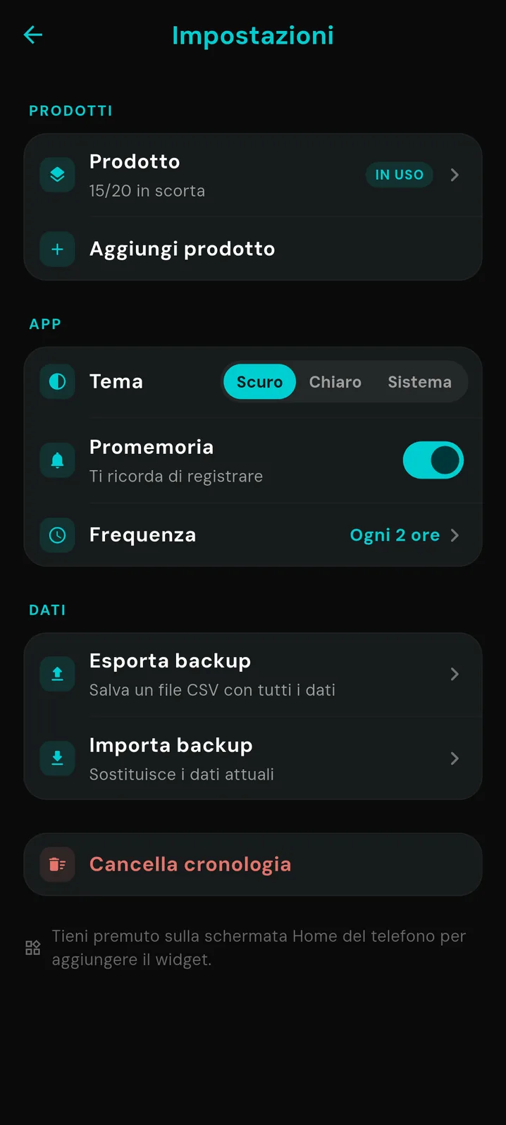 Impostazioni